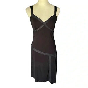 Nine West Asymmetrical Stripes Mini Black Dress Sleeveless Sexy Women Size 6